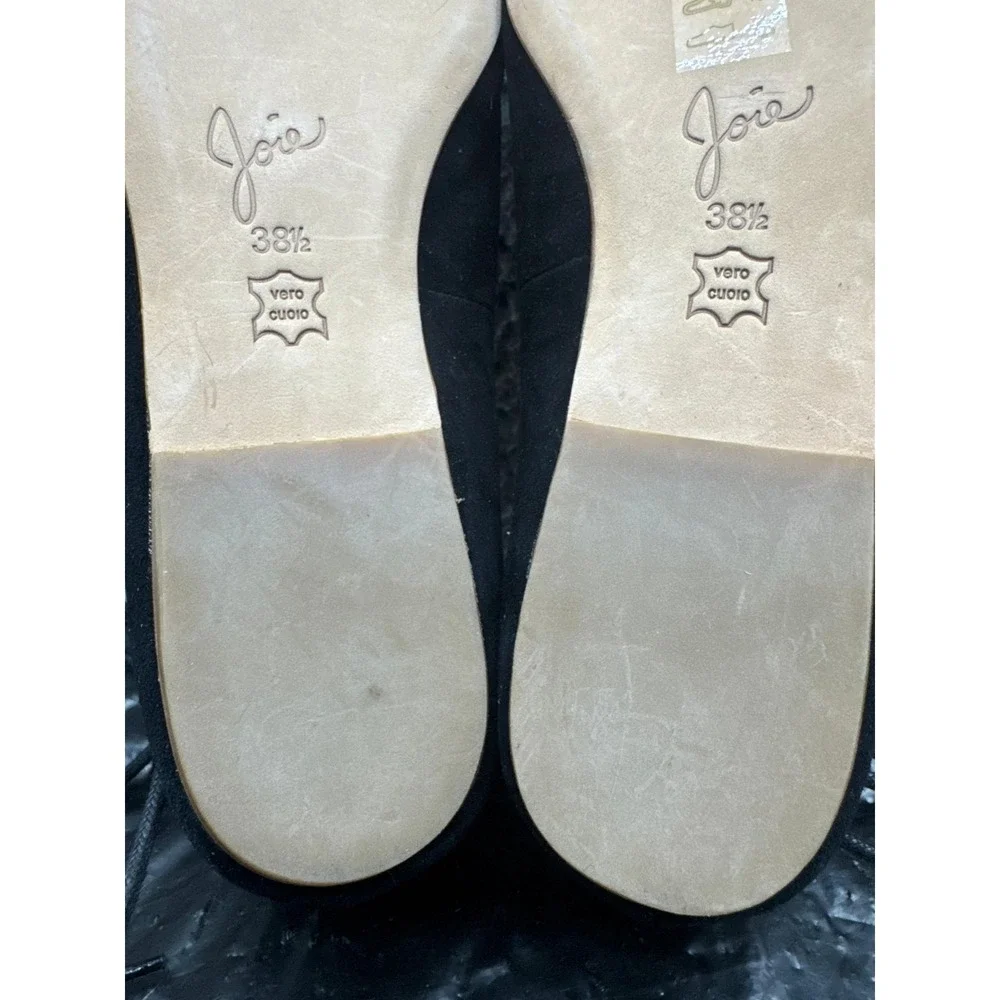 Joie Jenessa Suede Lace-Up Ballerina Flats Black Womens Size 38.5 EU